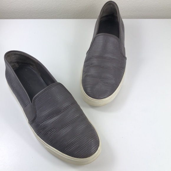 2/$30 VINCE Loafers Size 9 Gray Textured Leather Slip-On Casual Sneakers - Picture 14 of 15